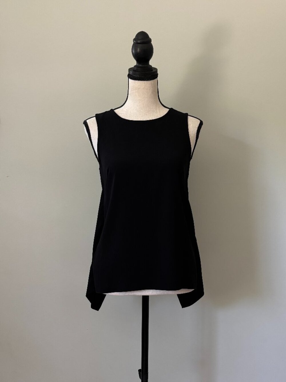 Rag & Bone Black Trim Detail Split-Back Sheer Top Size XXS Like New